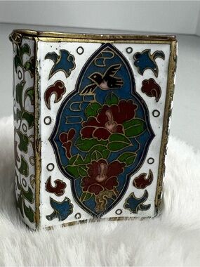 Antique Chinese Cloisonne Matchbox Holder Republic Period Enamel Trinket Box